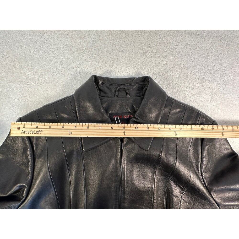 ANNE KLEIN VINTAGE GENUINE LEATHER (LAMB SKIN) B/W-JACKET SIZE L TIMELESS, 🤩 - Picture 5 of 16